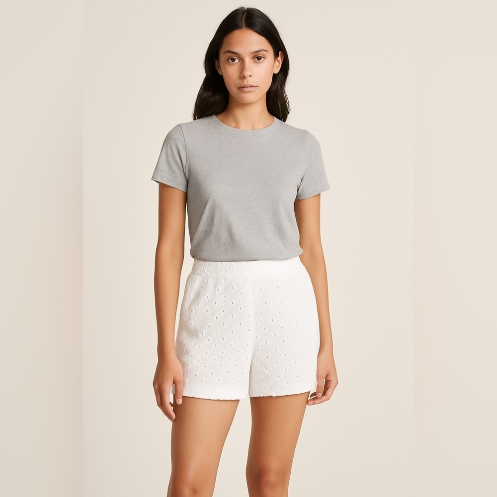 Joe Fresh White Eyelet Cotton Shorts - Size L